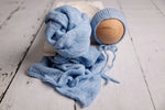 Newborn Photography Knit Wrap & Bonnet Arctic Blue