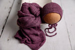Newborn Photography Knit Wrap & Bonnet Amethyst