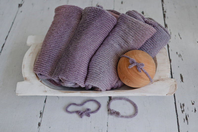 Newborn Photography Knit Wrap & Headband Purple Blue Gradient ...